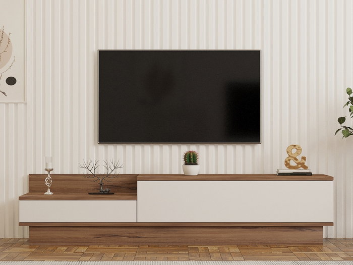 Hanah Home Soporte de TV Barko en Pino Atlántico y Blanco
